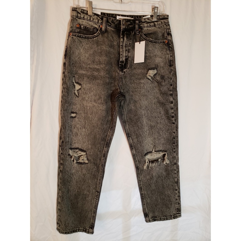 Women's TNR Black Acid Wash Distressed Jeans Size 29